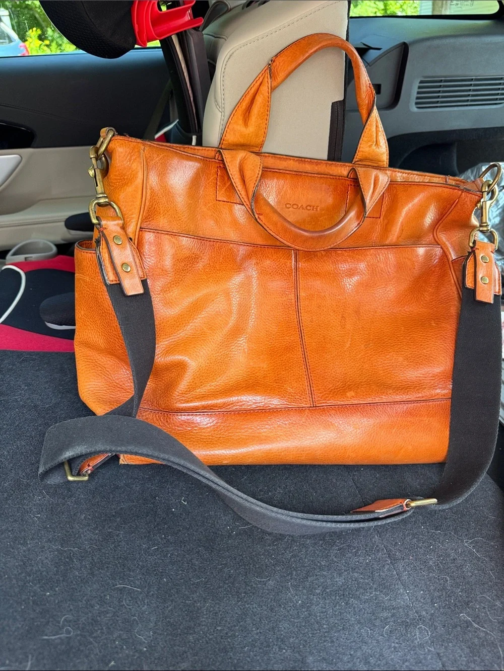Coach unisex Leather Briefcase in Cognac Brown